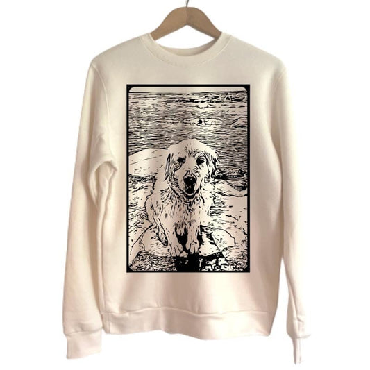 Crewneck Bambou Crème Personnalisable avec la photo de ton animal - Zazou Photo Lab