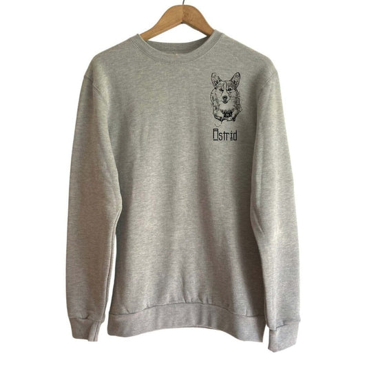 Crewneck Bambou Gris Personnalisable avec la photo de ton animal - Zazou Photo Lab